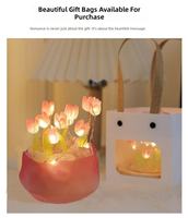 Lampe de nuit esthétique en forme de tulipe, lampe miroir DIY |   Lampe de table mignonne pour la décoration de la chambre des filles, cadeaux pour la chambre des enfants