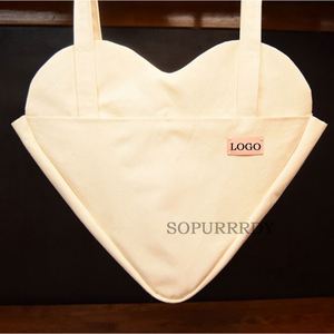 Custom Logo Heart Shape <b>Canvas</b> <b>Tote</b> Bag-Extra Big Shopping Beach <b>Totes</b> Bags Reusable Grocery Plain Solid Bag - Product Image 6
