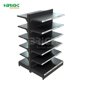 Estanterías de Góndola Metálicas Negras de Doble Cara, 1+5 Niveles, para Supermercados y Tiendas de Abarrotes - Product Image 2