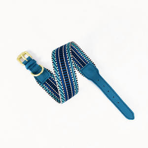 2025 nuevo diseño gran oferta de lujo personalizado PU cuero perro Collar y correa conjunto ajustable algodón tejido cuerda mascota Collar Correa conjunto - Product Image 5