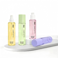 Bouteille de spray fixateur de maquillage cylindrique personnalisée par le fabricant, 100 ml, en PETG, rechargeable, à pompe, transparente, pour brume fine et tonique
