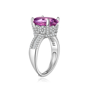 Luxe Platina Hoge Carbon Diamantijs Bloem Gesneden Duif Ei Temperament <span class=keywords><strong>Ring</strong></span> Voor Vrouwen - Product Image 3