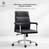 Chaise de bureau ergonomique en cuir à dossier haut, style minimaliste moderne, inclinable, confortable, avec accoudoirs pivotants et réglables, idéale pour l'étude et les conférences