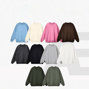 H5485 alta calidad bajo OEM MOQ personalizado 350 Gsm mezcla de algodón en blanco sudaderas de cuello redondo para hombres y mujeres - Product Image 2