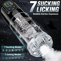 Masturbador Masculino Automático con Pantalla LED, 7 Funciones de Vibración, Empuje, Rotación, Succión y Lamido, Juguete Sexual con Vacío para Masturbación Masculina