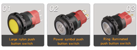 Interrupteur à bouton-poussoir LED en plastique HBAN 22 mm 10A 440V 1NO1NC Momentané/Verrouillable IP67 à bornes à broches pour contrôle industriel électronique