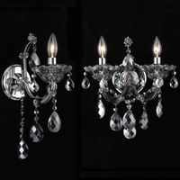 Europäischer Stil Klassischer Kristall-Kronleuchter 2 LED-Kerzen Glas-Wandleuchte für Zuhause Flur Schlafzimmer Wohnzimmer Halle Dekoration