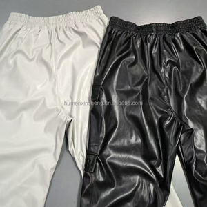 Produttore Custom da <span class=keywords><strong>uomo</strong></span> in bianco, tinta unita, in bianco, con tasca utilitaria, pantaloni da <span class=keywords><strong>uomo</strong></span> svasati, pantaloni in finta pelle - Product Image 4
