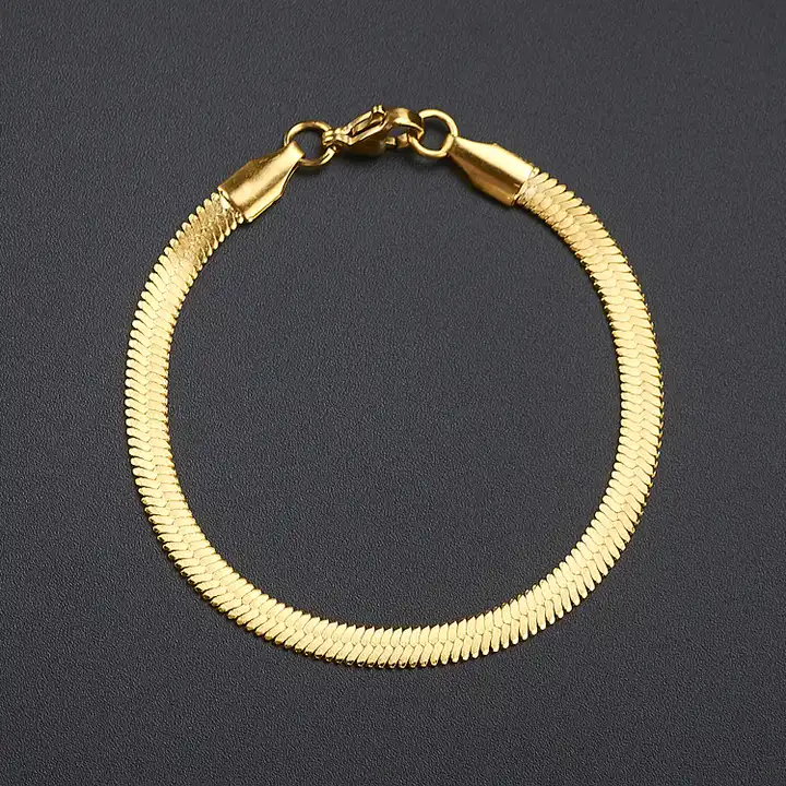 Over & Over Gold Steel Flat Snake Bracelet Argento.com