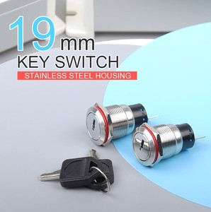 19mm <strong>Key</strong> Switch 3-pin 6-pin 1NO1NC 2NO2NC 3 Position 3~250VAC/DC Mechanical <strong>Key</strong> Remote Control Switch - Product Image 5