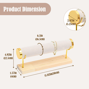 Expositor de Joyería con Base de Metal y Madera, Superficie de Gamuza y Cuero PU para Pulseras, Brazaletes y Correas de Reloj - Product Image 2