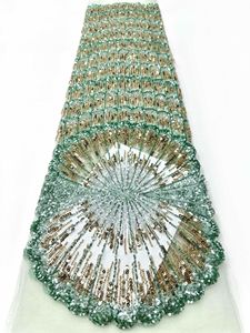 Tissu en dentelle africaine coloré pour la maison, maille perlée respirante <span class=keywords><strong>tricot</strong></span>ée 100 % polyester, matière pour femme - Product Image 1
