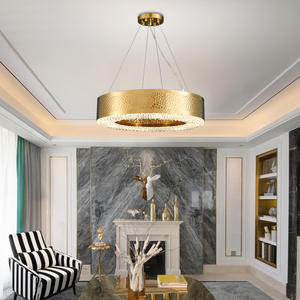 Offre Spéciale Lobby des hôtels Luminaire suspendu rond décoratif de luxe Lustres en or et cristal personnalisés pour plafond - Product Image 4