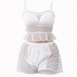 Camicia da Notte Sexy in Raso e Pizzo Personalizzata per <span class=keywords><strong>Donne</strong></span>, Lingerie ODM con Logo Frontale, Elegante e Traspirante per Vacanze - Product Image 1