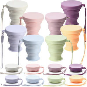 8 Pcs Silicone Collapsible Travel Cup Foldable 7 oz <b>Camping</b> Cups with Lids, Reusable Expandable Portable Drinking <b>Mugs</b> - Product Image 1