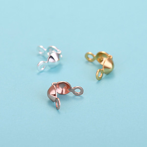 Set di perle a crimpare in argento Sterling S925 con punta di perline a crimpatura con punte per nodi a conchiglia piegate fai da te per risultati di creazione di gioielli - Product Image 2