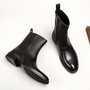 Men's business leather <b>rubber</b> <b>sole</b> shoes with engraved cowhide <b>sole</b>, business formal casual black nude <b>boots</b> - Product Image 4