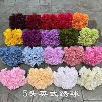 RK272 Zijden Hortensia 5-koppige Kunstbloem Groene Hortensia Bouquet voor Bruiloft Tafeldecoratie Arrangement Decoratie