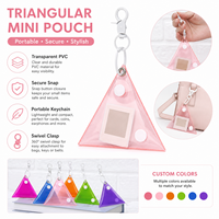 Mini pochette triangulaire transparente en PVC, porte-clés, porte-monnaie, fermoir pivotant, fermeture à pression, pour pièces de monnaie, clés, Kawaii, colorée, cadeau pour filles, vente en gros