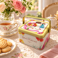 Boîte en métal carrée avec poignée 130x130x85mm, emballage personnalisé pour biscuits, bonbons, chocolat, cadeaux, vente en gros, fabricant OEM