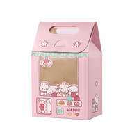 Boîte à bonbons en carton portable avec fenêtre transparente, motif dessin animé, pour machine à griffes, avec logo personnalisé, rose Sakura, 15 cm, pour fêtes d'enfants