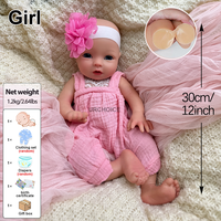 Poupée Reborn en silicone de 12 pouces, peau douce réaliste, poupée nouveau-né réaliste, poupée Reborn faite à la main, détails soignés, cadeau pour enfants