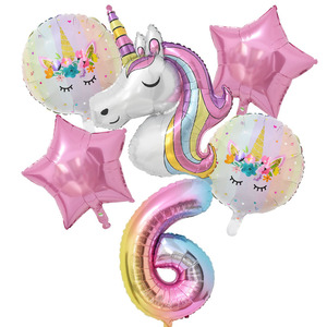 1 Juego de Globos de Unicornio Arcoíris de 32 Pulgadas, Globos de Número de Papel de Aluminio, Decoraciones para Fiestas de Cumpleaños con Temática de Unicornio para Niños, Globos para Baby Shower - Product Image 4