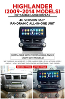 Reproductor de Navegación GPS Multimedia Android de 12.3 Pulgadas con Pantalla Dual, Reproductor de DVD y TV Portátil para Automóvil para Toyota Highlander 2009-2014