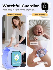 Caméra de surveillance pour bébé sans fil à porter au poignet avec vision nocturne et détection de pleurs et de température, caméra de sécurité vidéo pour bébé - Product Image 2