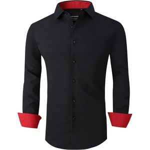 Camisa de Vestir Personalizada Alex Vando para Hombre, Popelina, Manga Larga, Negra, 3XL, Elástica en 4 Direcciones, Sin Arrugas, con Botones, de Alto Rendimiento - Product Image 1