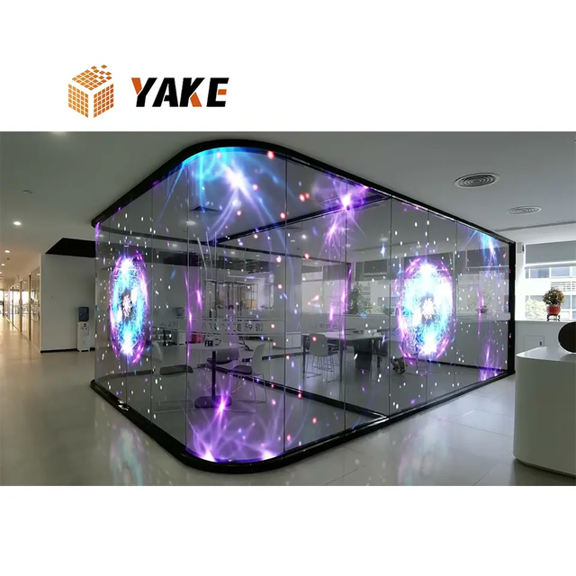 Yake Flexible Transparent Holographic 3D LED Film Advertising LED Display Glass Adhesive Super Slim Led Screen for Shop Window