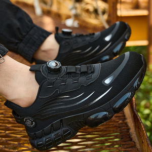 Sepatu Keselamatan Kerja Pria Model Low Cut untuk Musim Panas, Bahan Rajut, untuk Industri dan Pabrik, Berujung Baja, Tanpa Tali, Kancing Putar, Jaring Bernapas - Product Image 2