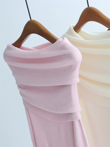 Maglione in lana lavorato a <span class=keywords><strong>maglia</strong></span> <span class=keywords><strong>monospalla</strong></span> a maniche lunghe, autunnale e invernale, rosso, stile casual - Product Image 2