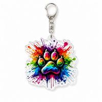 Porte-clés personnalisé en acrylique en gros, motif patte arc-en-ciel, breloque animale personnalisée, cadeau pour amoureux des animaux, cadeau personnalisé en gros pour