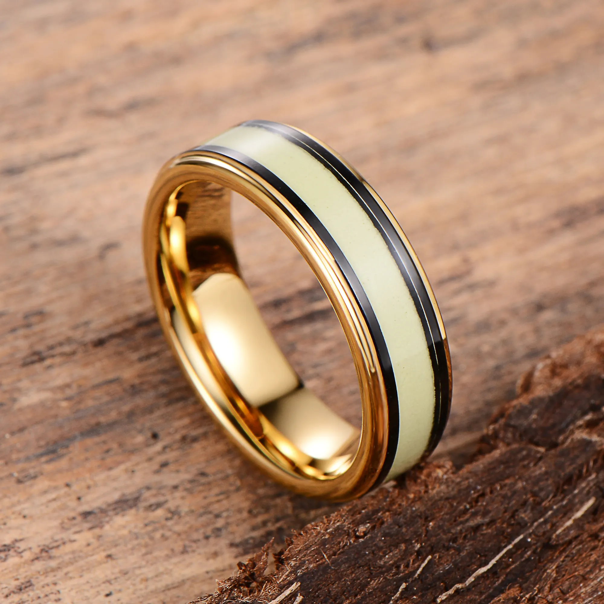 Somen 6mm/8mm Amostra Grátis Anel De Tungstênio 24k Banhado A Ouro Escovado Anéis De Casamento De Terceiro Partido Avaliação Dos Homens Anel Banhado A Ouro