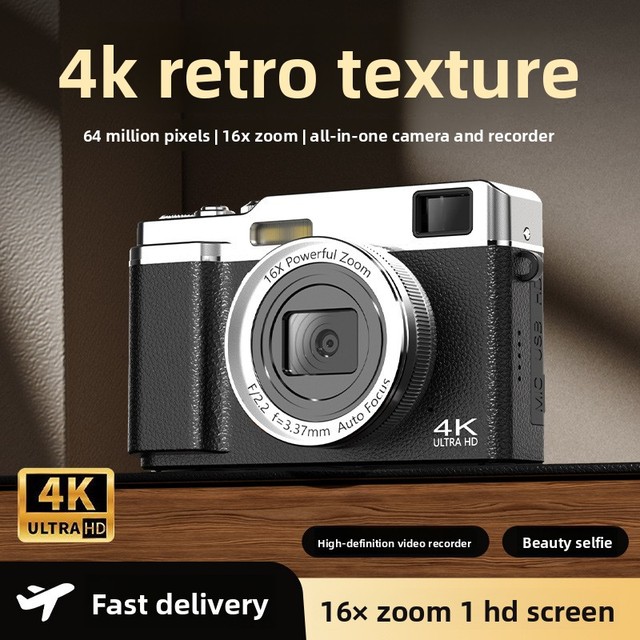 4K HD Retro Digital Camera, Portable Mini Camera, Entry-level Camcorder for Students, Campus Shooting, Travel & Daily Vlogging