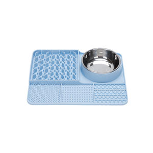 Tapis interactif pour animaux <span class=keywords><strong>de</strong></span> compagnie à 5 compartiments, motif <span class=keywords><strong>beurre</strong></span>, yaourt, <span class=keywords><strong>cacahuète</strong></span>, avec gamelle d'eau en acier inoxydable - Product Image 1