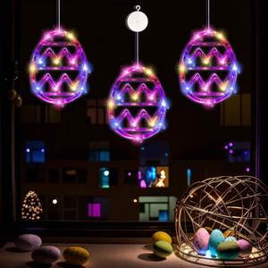 Indoor Easter Multicolor Battery Operated <b>Egg</b> Window Lights With Suction Cup Decor - Product Image 2