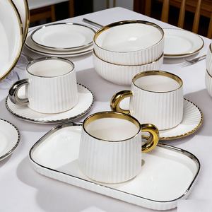 Stoneware 6-Piece Wedding Dinnerware <b>Set</b> Contemporary Ceramic Reusable Dishwasher & Microwave Safe for 6 Users - Product Image 4