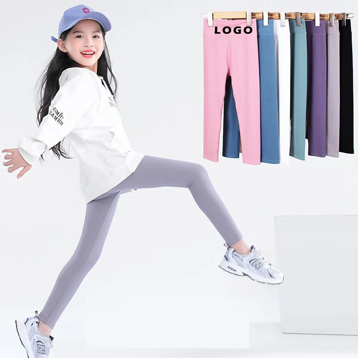 2022 Custom Logo Cheap Capri Workout Leggings Shark Dance Yoga Leggings Summer Kids Outfit Casual Yoga Pants for Girls