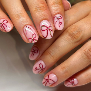 24 <span class=keywords><strong>Uñas</strong></span> Postizas Francesas Color Rojo Marrón para el Día <span class=keywords><strong>de</strong></span> <span class=keywords><strong>San</strong></span> <span class=keywords><strong>Valentín</strong></span>, Diseño <span class=keywords><strong>de</strong></span> Corazón con Lazo a Cuadros, <span class=keywords><strong>Uñas</strong></span> Postizas <span class=keywords><strong>de</strong></span> Cobertura Completa - Product Image 4