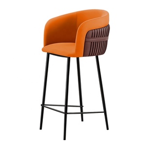 Taburete de Bar de Lujo <span class=keywords><strong>para</strong></span> el Hogar, Silla Alta de Desayuno en Cuero y Roble, Muebles de Comedor Italianos <span class=keywords><strong>para</strong></span> Cocina - Product Image 5