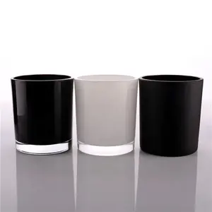 Wholesale shrink wrap glass candle-7oz 11oz 15oz Customization Logo Crystal Glossy Black White Glass Elegant Candle Holder Jar Vessel And Gift Box