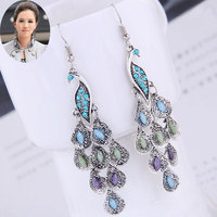 2025 anting-anting berlian imitasi besar wanita anting-anting kancing merak rumbai berlian alami berkilau mode kristal