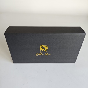 Caja de cartón con solapa de cierre magnético negro con estampado mate personalizado <span class=keywords><strong>Royal</strong></span> de lujo, caja de regalo con tapa abatible con satén - Product Image 2