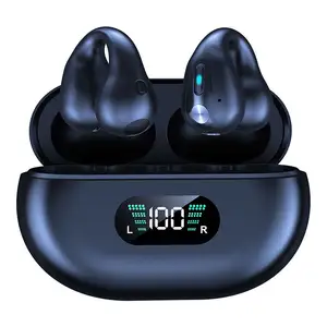 Q80 Tws Earphone nirkabel Stereo Mini BT 5.3 headset Gaming kontrol sentuh Earclip desain earbud olahraga atas telinga headphone kait