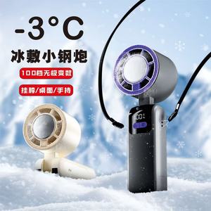 Ventilador Portátil de Enfriamiento con Pantalla Digital de 100 Niveles, Ventilador de Cuello, de Escritorio, de Mano, Recargable y Mini - Product Image 1