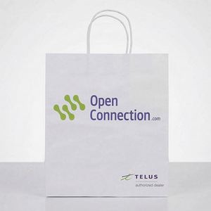 Bolsa de Papel Kraft Blanca Personalizada con Diseño de Logotipo Propio, para Compras y Regalos, con Asas Retorcidas, Venta al Por Mayor - Product Image 1