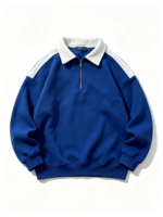 Sweat-shirt en coton pour homme, col zippé, coupe classique, pull-over décontracté sportif pour l'automne