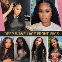 Perruque à fermeture 13x6 Deep Wave couleur personnalisée, en cheveux humains vierges, sans colle, avec baby hair, pour femmes noires, pour un look époustouflant